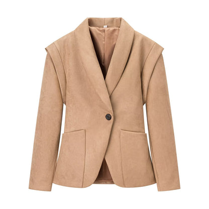 Damen Blazerjacke Wildlederimitat Weich Eveloria