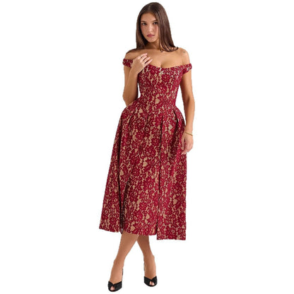 Damen Spitzenkleid A-Linie Elegantes Hochzeitskleid Weiß
