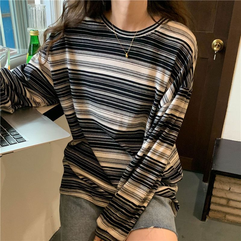 Damen Langarmshirt Streifen Weich
