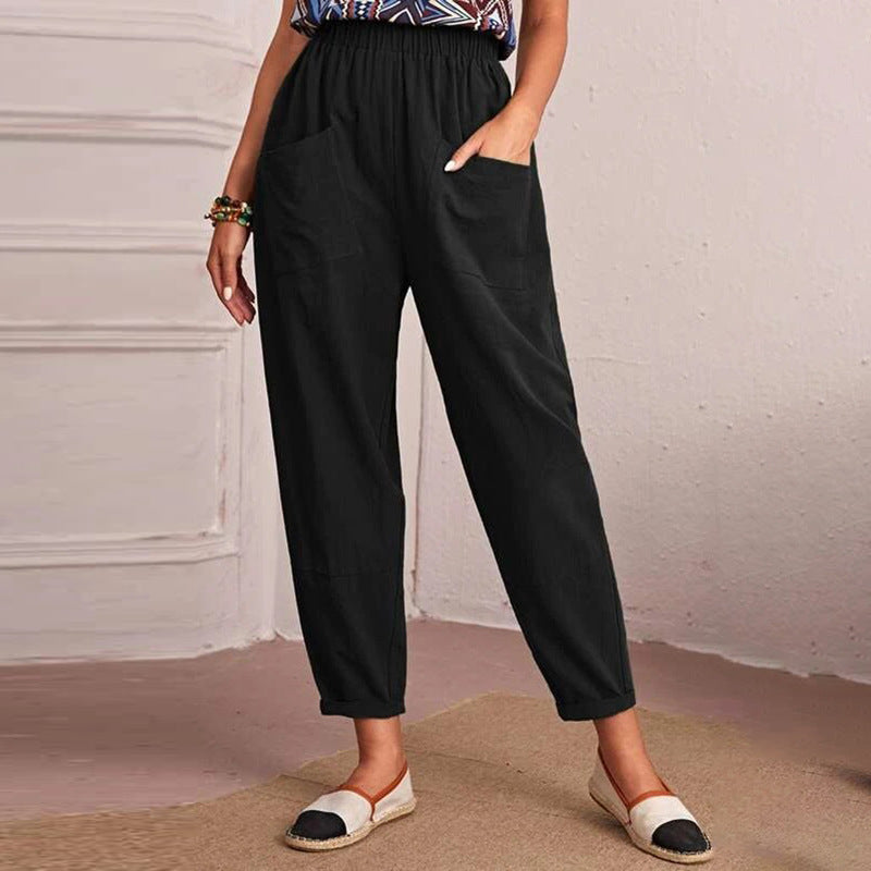 Damen Utility-Hose Elastischer Bund Praktische Taschen