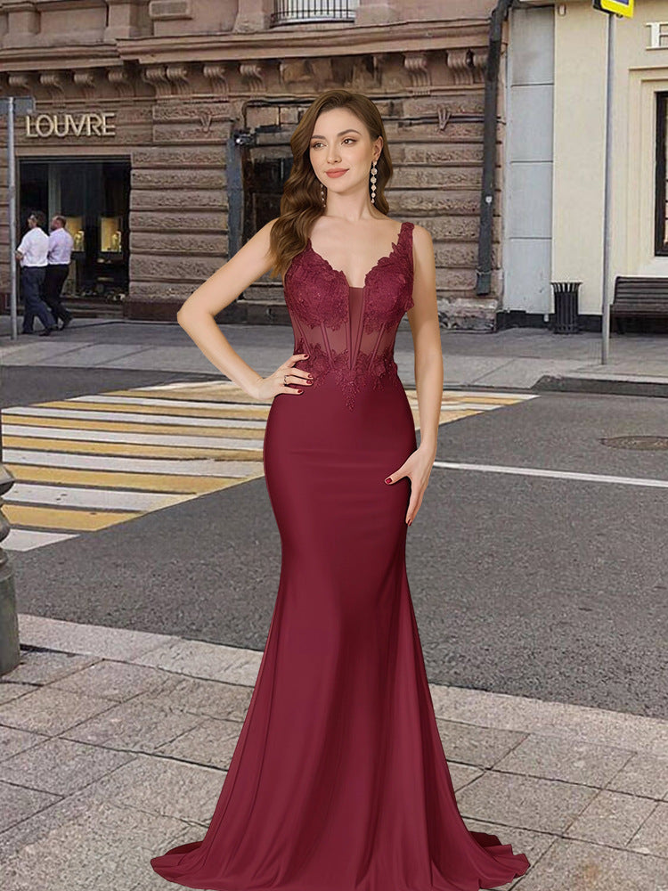 Damen Abendkleid Spitze Figurbetonter Schnitt Eveloria