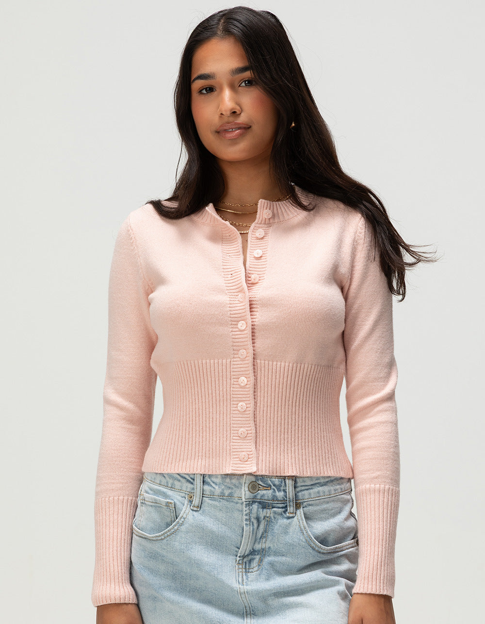 Damen Strickjacke Kontrastknöpfe Eveloria
