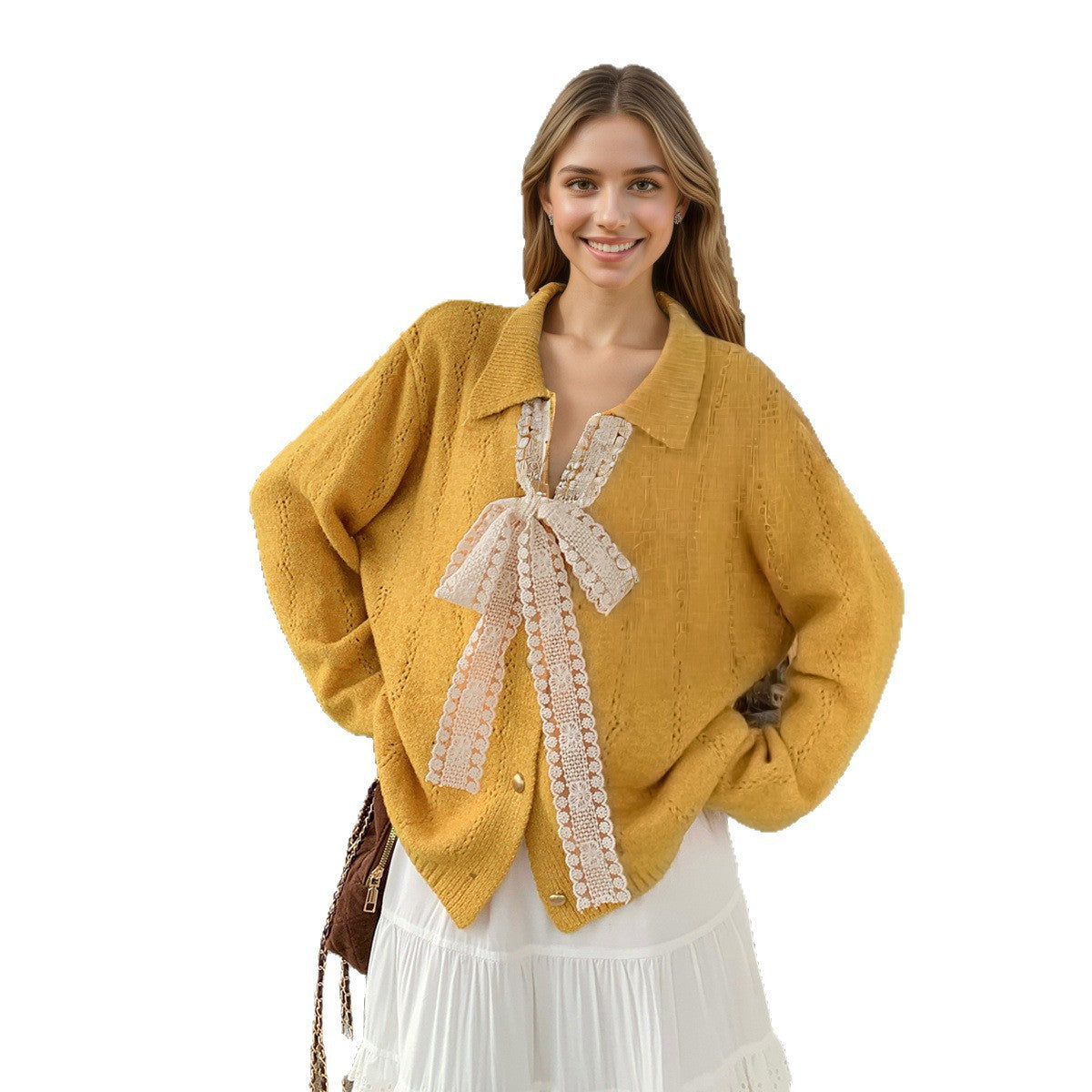 Damen Strickpullover mit Schleifenapplikation Eveloria
