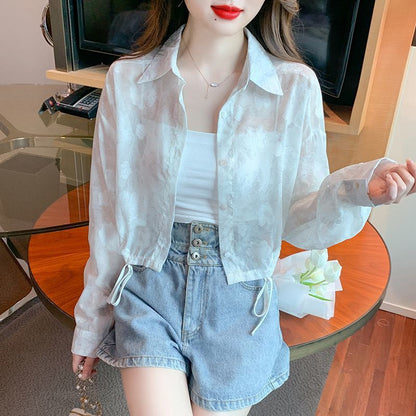 Damen Bluse Transparent Floralmuster Eveloria