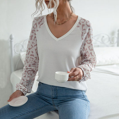 Damen Langarmshirt V-Ausschnitt Strukturierte Ärmel Details Eveloria