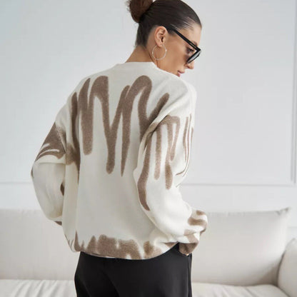 Damen Strickpullover mit Muster Grau