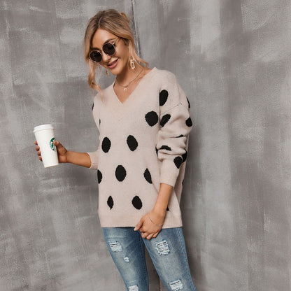 Damen Pullover V-Ausschnitt Grafikdesign Eveloria
