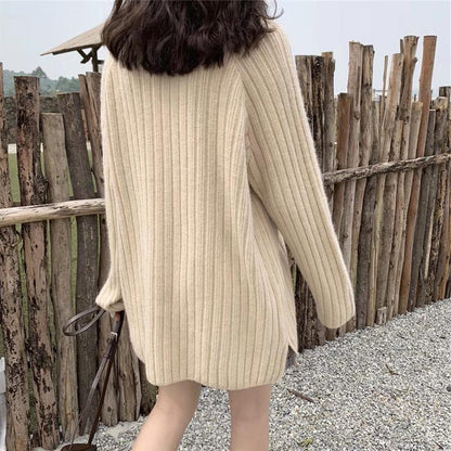 Damen Rippenstrickpullover Eveloria Gemütlich