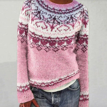Damen Strickpullover Fair-Isle-Muster Lässig
