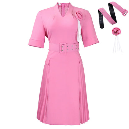 Damen Midi-Kleid mit Gürtel und Rüsche