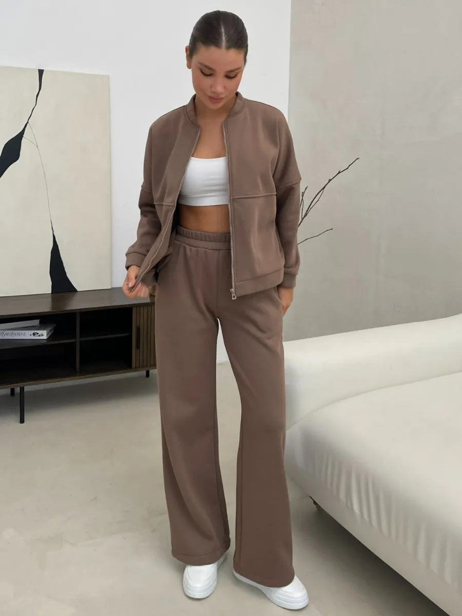 Damen Sportliches Lounge-Set Kuschelige Jacke Bequeme Hosen Eveloria