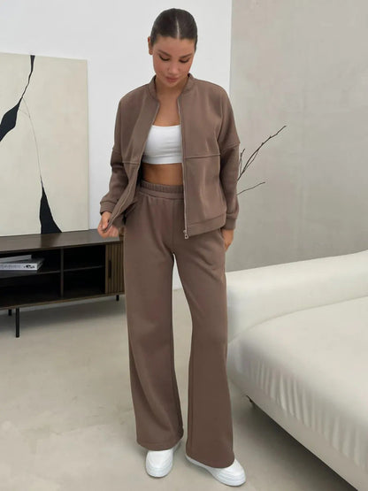 Damen Sportliches Lounge-Set Kuschelige Jacke Bequeme Hosen Eveloria