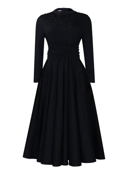 Damen Maxikleid mit Perlenverzierung Tailliert Eveloria