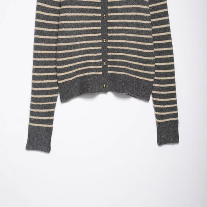 Damen Kaschmir Cardigan Gestreift Eveloria