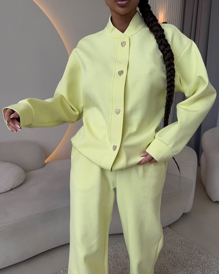 Damen Freizeitset mit Blusenjacke und weiten Hosen Eveloria