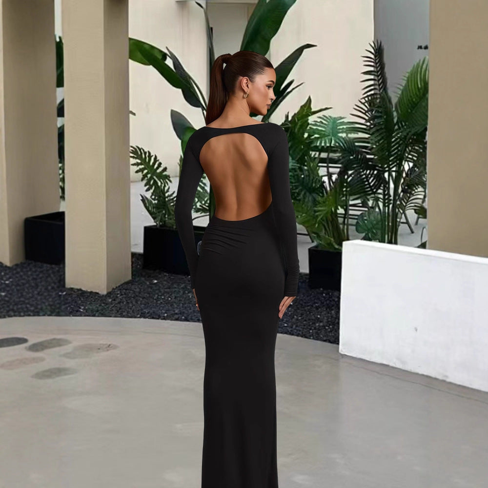 Eveloria Damen Abendkleid Figurbetont Langer Ärmel
