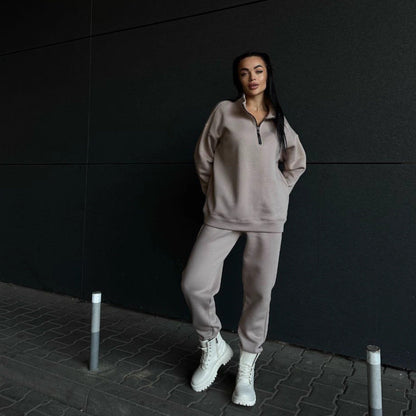 Damen Sweatanzug Hochkragen Reißverschlussdetails Eveloria - Eveloria