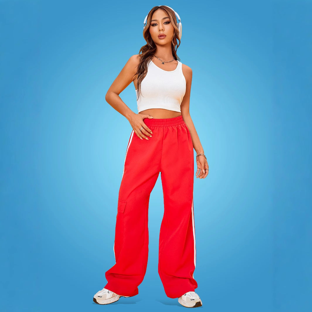 Damen Sporthose Weite Passform mit Cargo-Taschen und Seitenstreifen