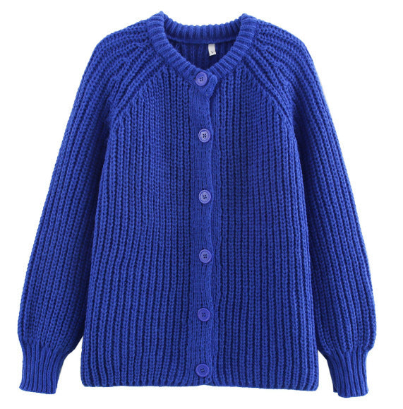 Damen Strickjacke Vertikal Rippstruktur Große Knöpfe Eveloria