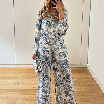 Damen Zweiteiliges Set Weites Design Floralmuster Eveloria