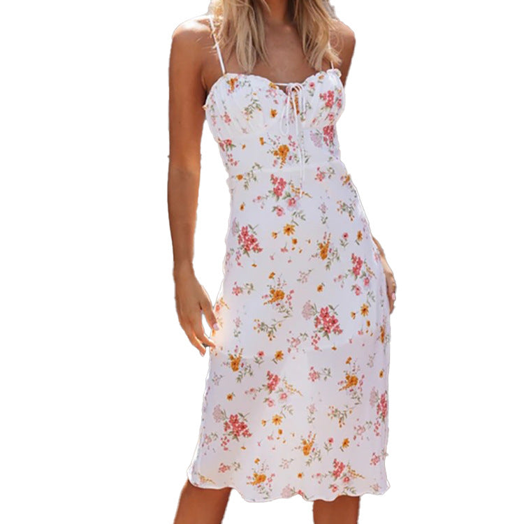 Damen Midikleid Figurnah Blumenmuster schmal Schnitt Raffung Eveloria