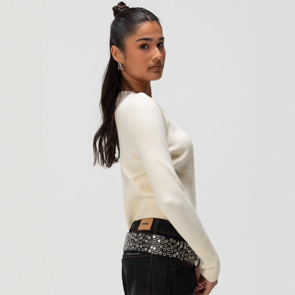 Damen Strickjacke Kontrastknöpfe Eveloria