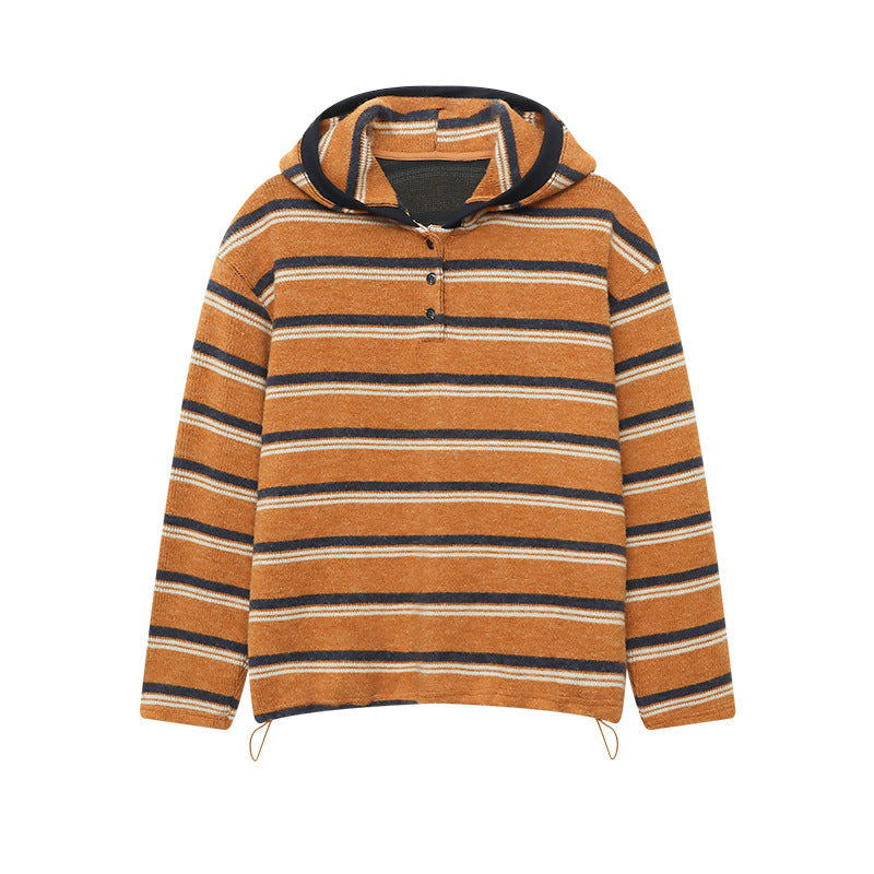Damen Hoodie Streifen Weich Größe 36-42 Knopfverschluss Weiss