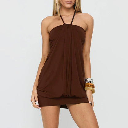 Damen Halterkleid Luftig Drapierung Eveloria - Eveloria