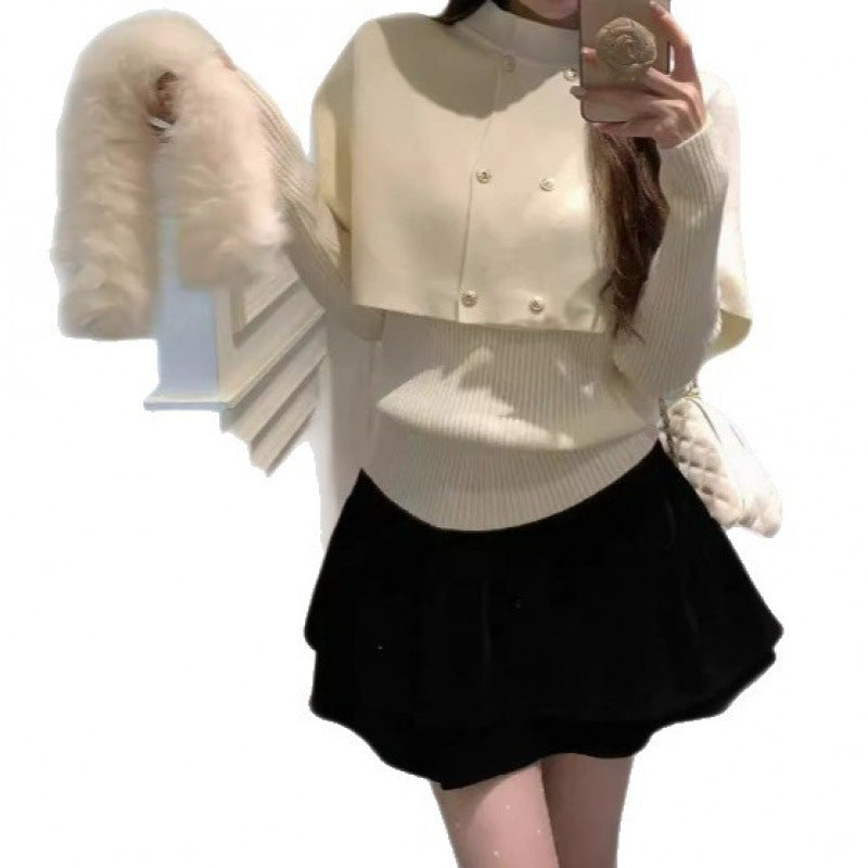 Damen Kurzmantel Abnehmbarer Pelzkragen Elegantes Design