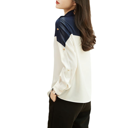Damen Blusenshirt Farbblock-Design Eveloria