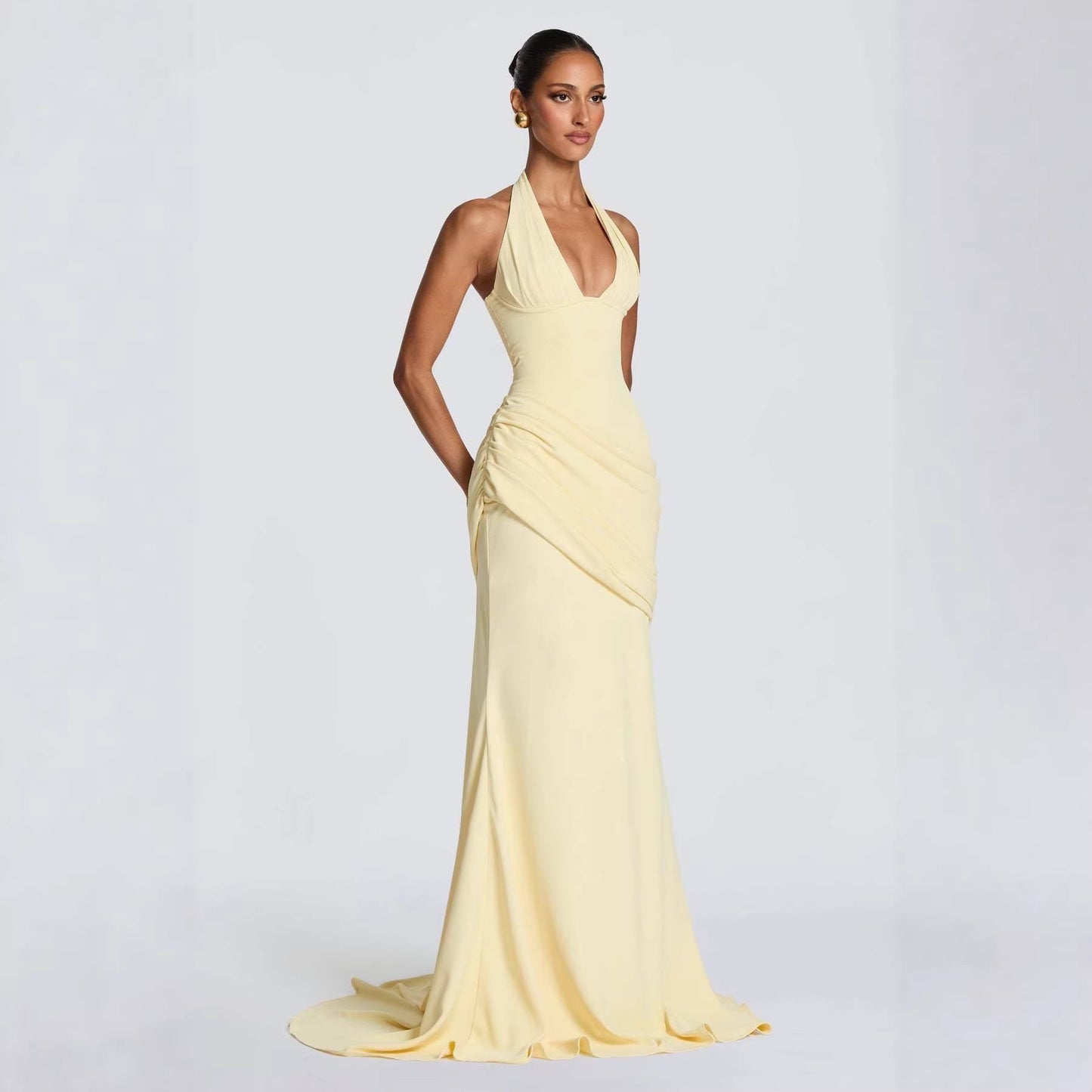 Damen Abendkleid Wickeldesign V-Ausschnitt Eveloria