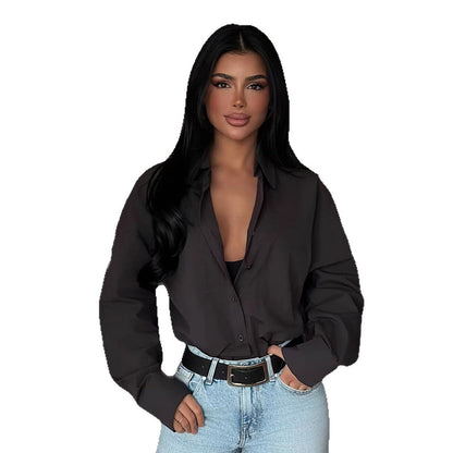 Damen Bluse Oversized Knopfdesign Eveloria