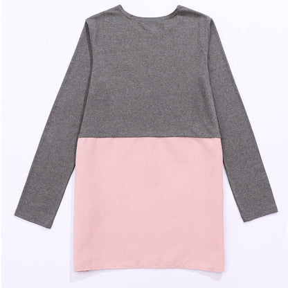 Damen Langarmshirt Farbblockdesign Eveloria