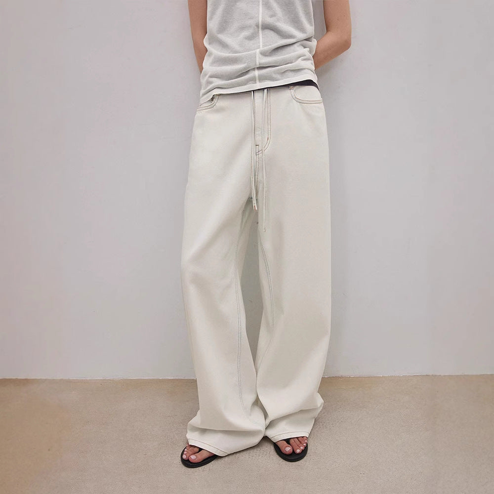 Damen Denim-Culotte Weit mit hohem Bund und Gummizug Blau