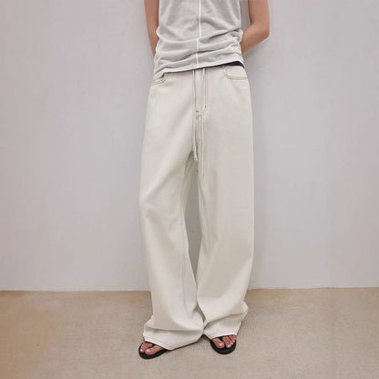 Damen Denim-Culotte Weit mit hohem Bund und Gummizug Blau