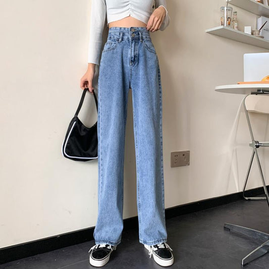 Damen Weite Jeans Lässiger Schnitt Eveloria - Eveloria