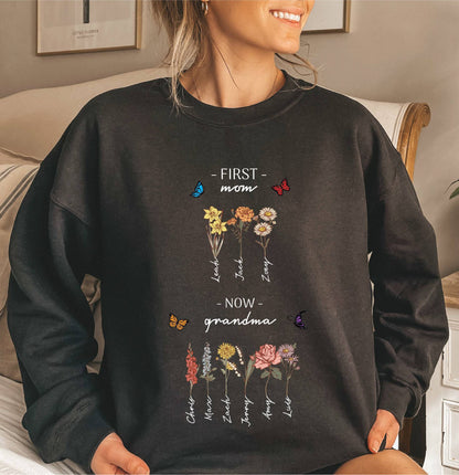 Damen Sweatshirt Floralmuster Mit Schriftzug Beige
