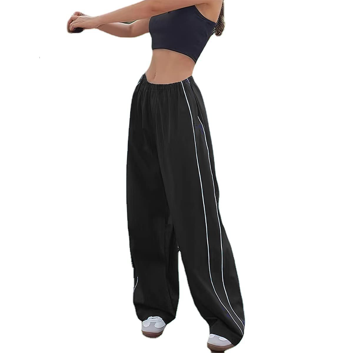 Damen Sport-Hose Weites Bein Elastischer Bund Eveloria