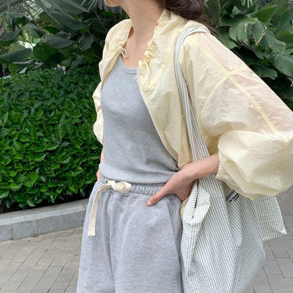 Damen Sommerjacke Leicht Rüschendetails Eveloria