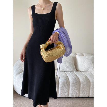 Damen Midi-Kleid Quadrat-Ausschnitt Fließender Schnitt Eveloria - Eveloria