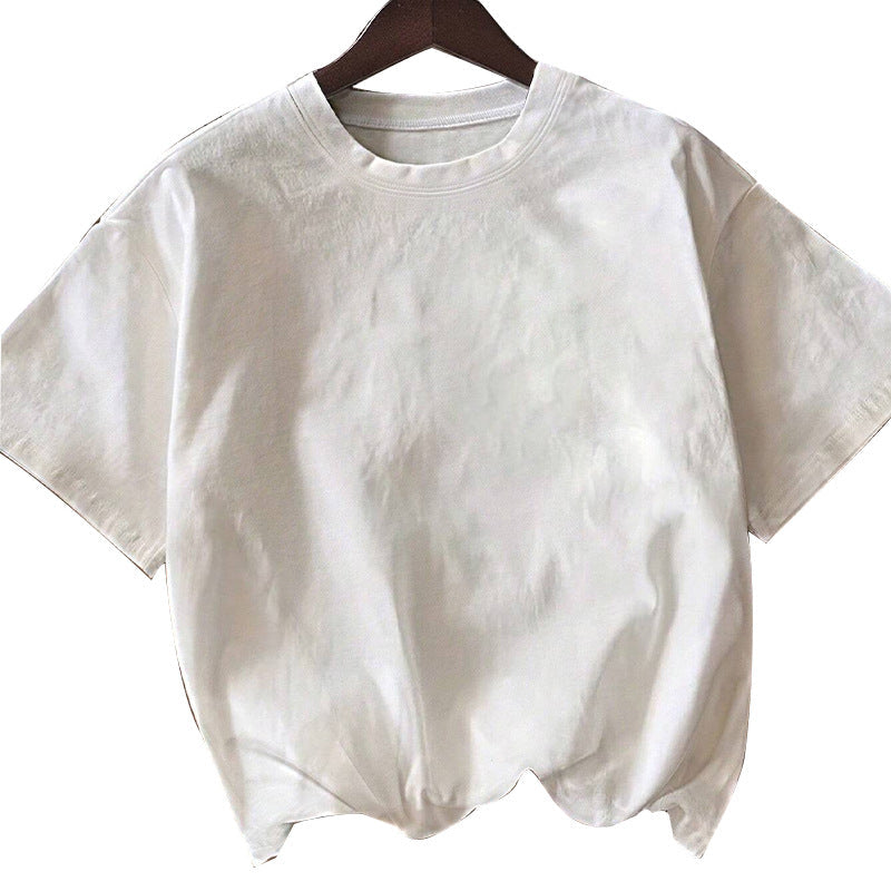 Damen Oversized T-Shirt Baumwolle Rundhalsausschnitt Weiß Eveloria