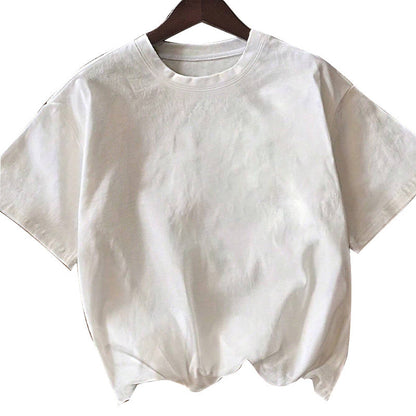 Damen Oversized T-Shirt Baumwolle Rundhalsausschnitt Weiß Eveloria