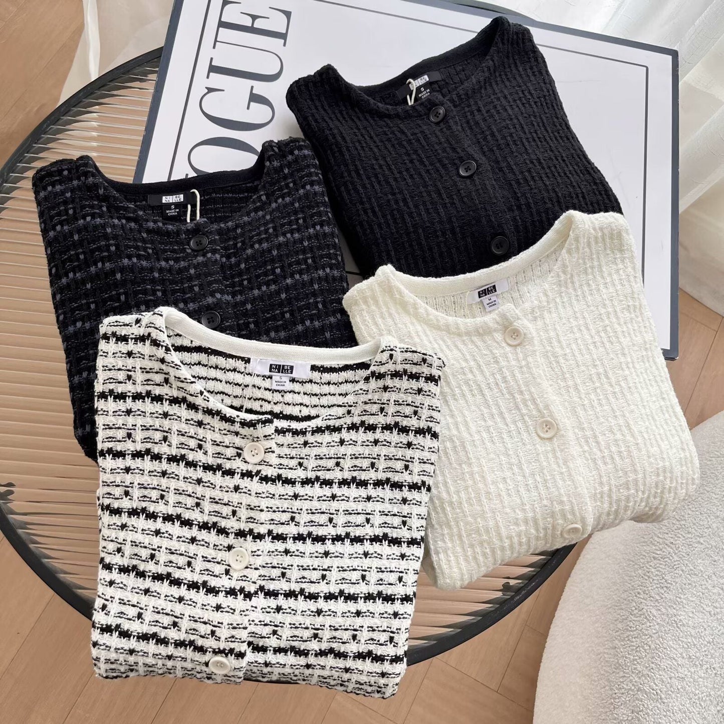 Damen Strickcardigan Strukturiertes Muster Eveloria