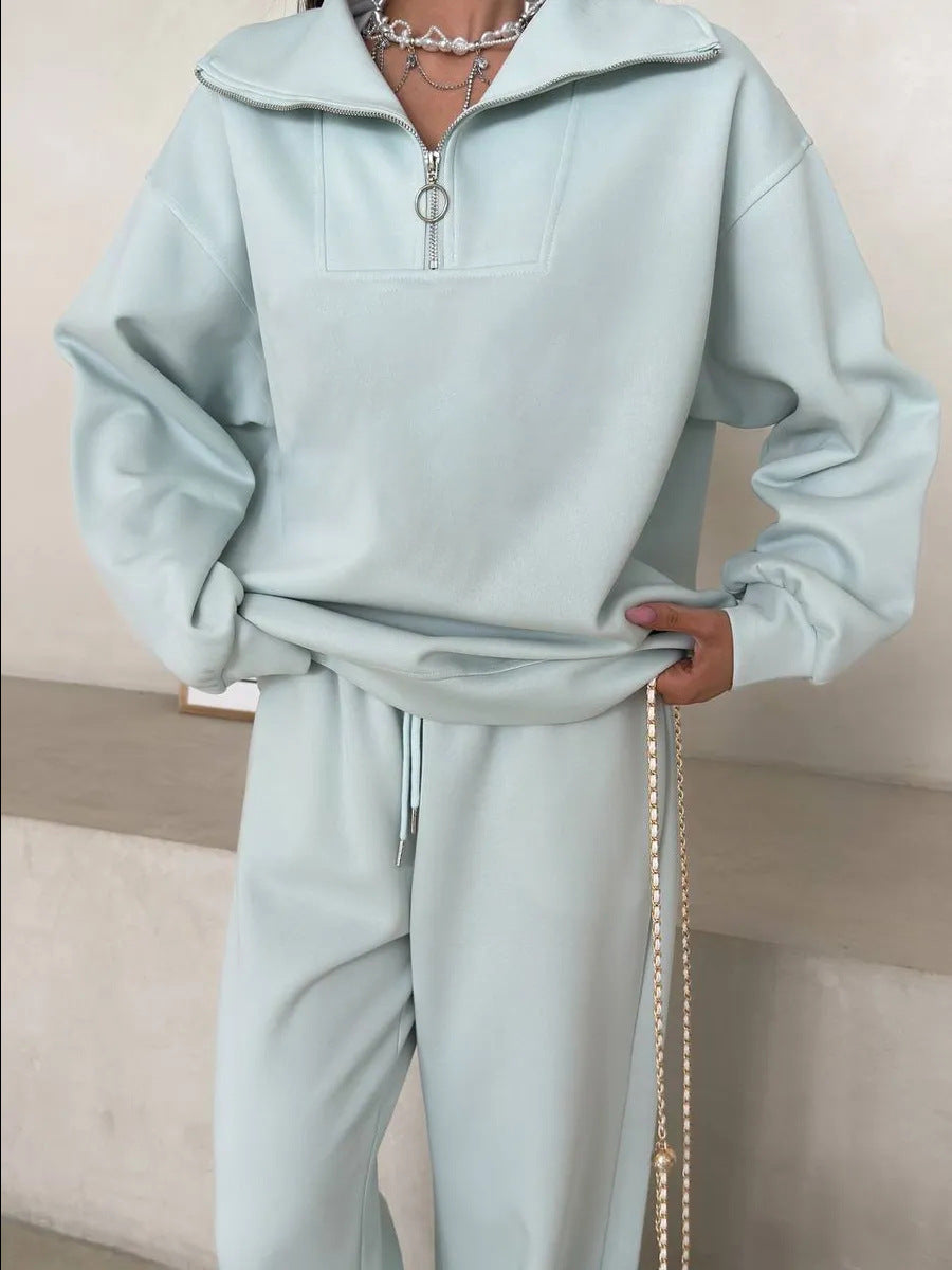 Damen Fleece Sportanzug Hochgeschlossener Kragen Praktischer