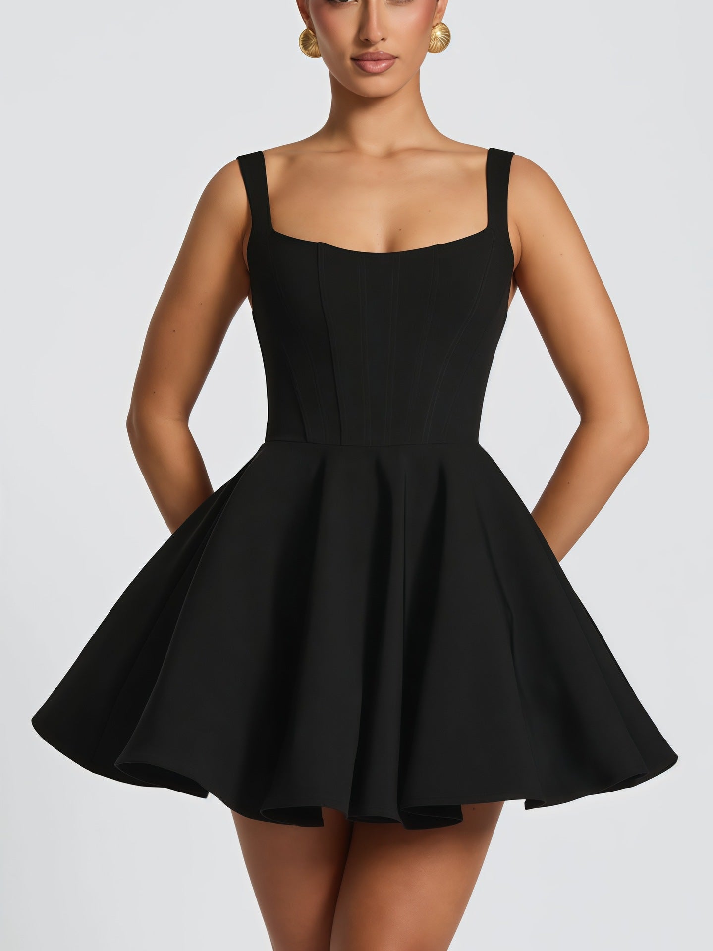 Damen Cocktailkleid Oversized Schleifen-Design Fließender Rock