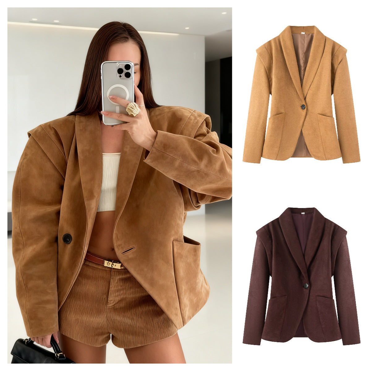 Damen Blazerjacke Strukturiert Eveloria Schwarz - Eveloria