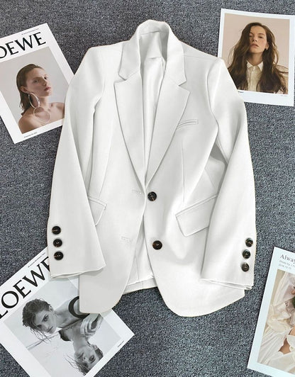 Damen Blazer Eleganter Schnitt Dekorative Knöpfe Eveloria