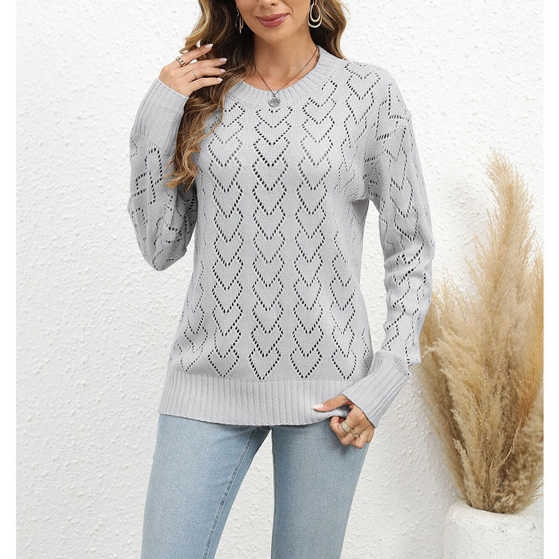 Damen Strickpullover Herzmuster Eveloria