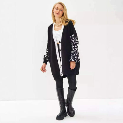 Damen Cardigan mit Wildlederärmeln Modisch