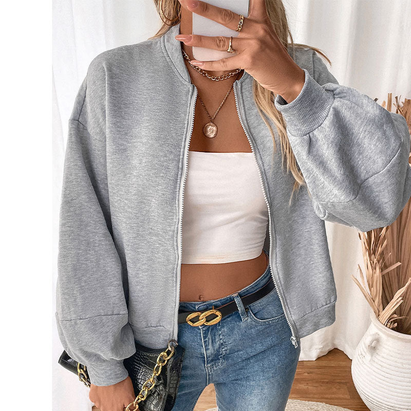 Damen Bomberjacke Lässig Voluminöse Ärmel Eveloria